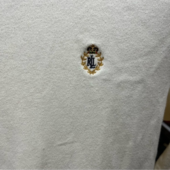 Ralph Lauren Cream Turtleneck Sweater Crest Logo 100% Cotton Preppy Tennis - Picture 4 of 7